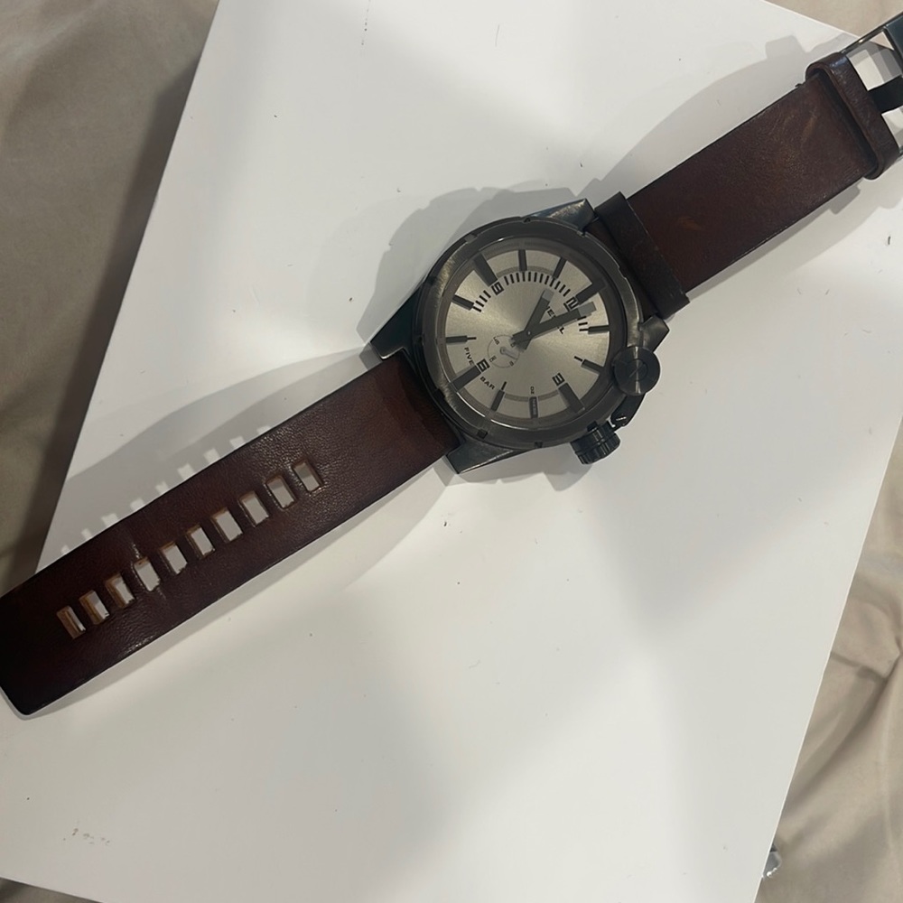 Brown leather strap Diesel watch